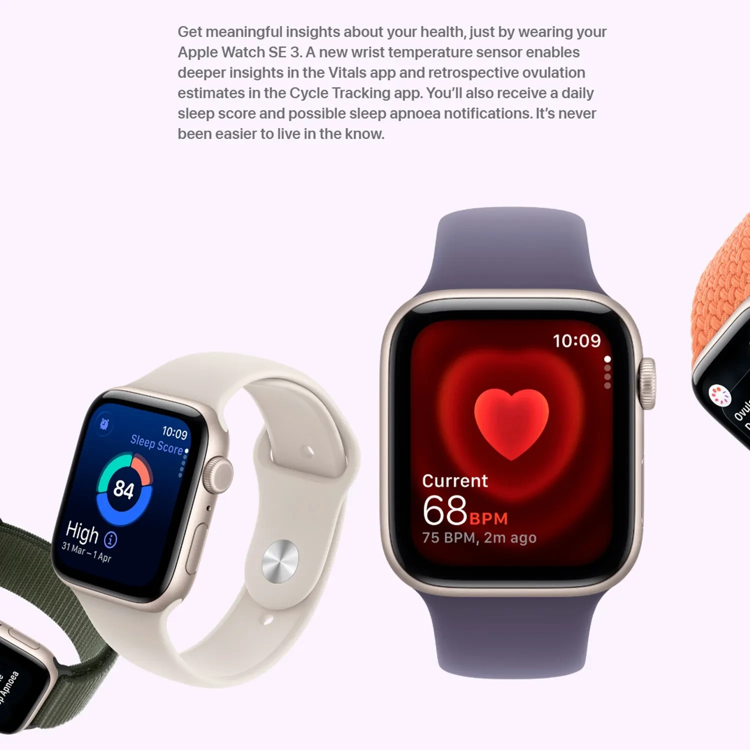 Apple Watch SE 3 GPS 44mm Midnight Aluminum Case with Midnight Sport Band - Midnight - (2025) MEHQ4