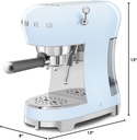 Smeg Retro 50's Style Manual Espresso Coffee Machine - Pastel Blue ECF02PB