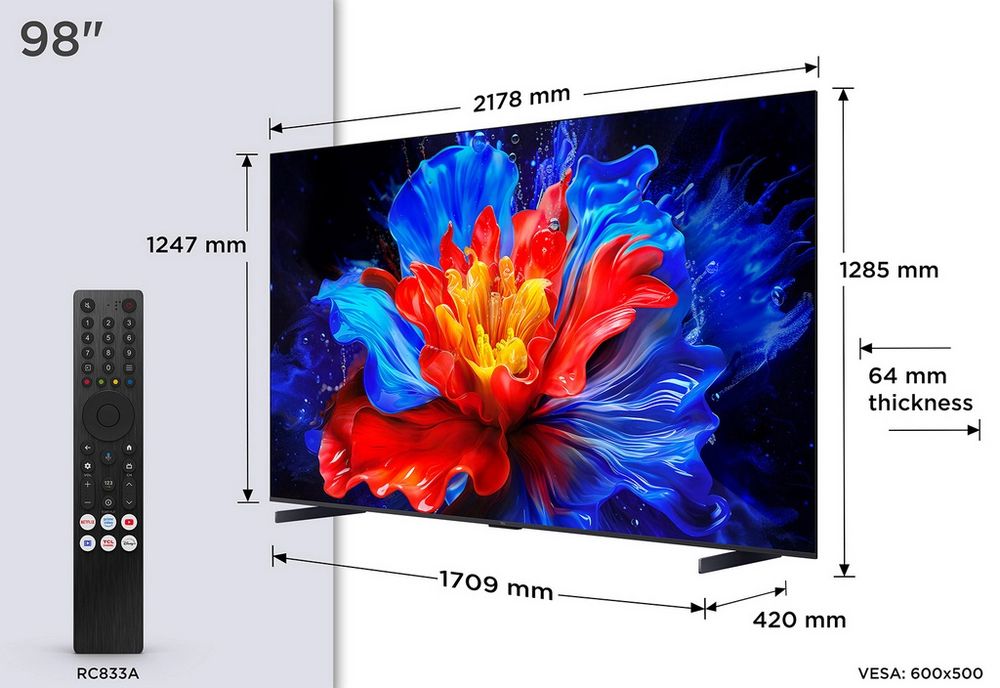 TCL 98" 98P8K QLED 4K 144 Hz Quantum Crystal Google TV (2025)