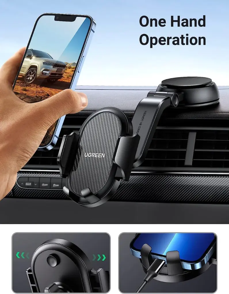 UGreen Waterfall-Shaped Suction Cup Phone Mount Black LP405/20473