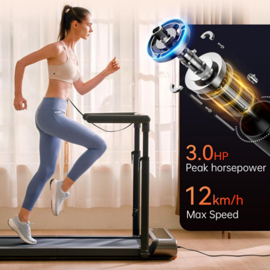 King Smith R3 Hybrid+ Walking Pad Foldable Treadmill with Side Armrest - Black Yürüyüş Bandı WP440Q4