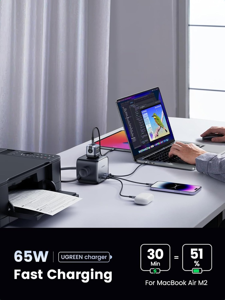 Ugreen 65W Power Strip DigiNest Cube GaN Extension USB C Plug 7-in-1 Port CD268-90906