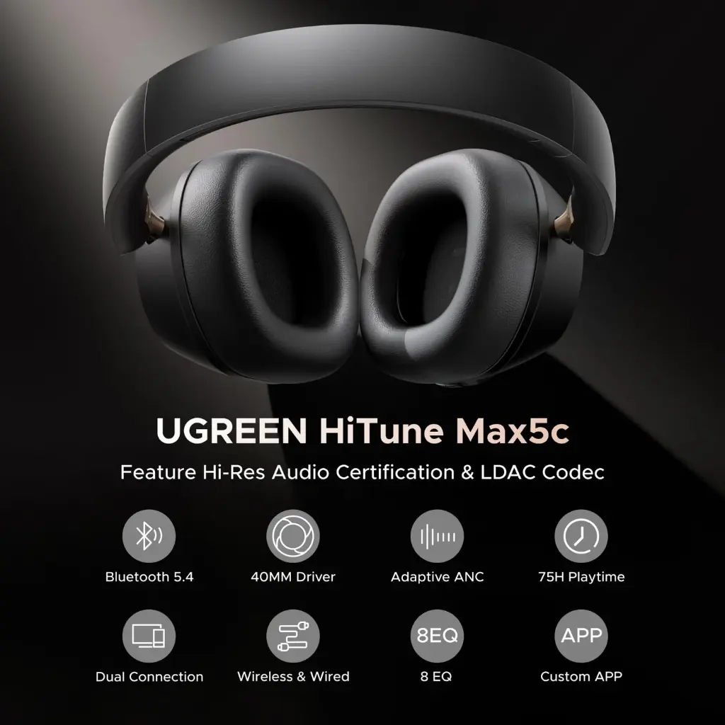 UGREEN HiTune Max5c Over-Ear Headphones ANC Black 35757