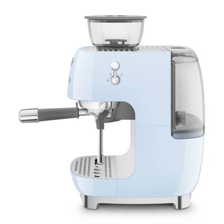 Smeg EGF03PBEU 50's Style Manual Espresso Coffee Machine With Built-in Grinder Pastel Blue