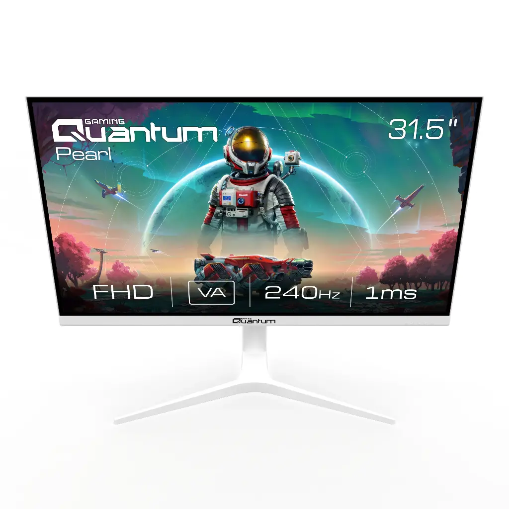 Quantum Pearl MG32W-A 31.5" Flat White Gaming Monitor, FHD, VA Panel, 240Hz, 2xHDMI + 2xDP, Built-in Speakers, Height-Adjustable