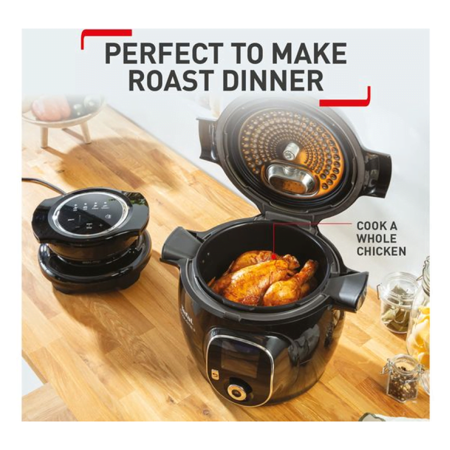 Tefal Extra Crisp EY150840 Air Fryer Digital Lid 1300W - Black