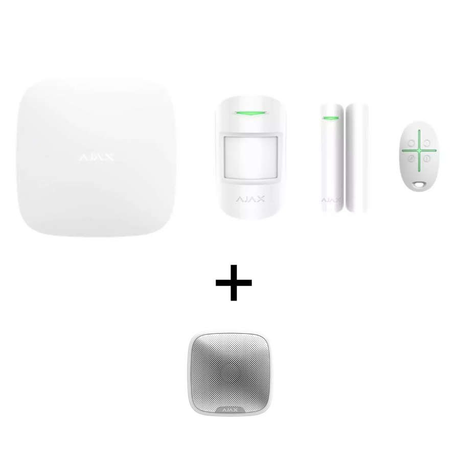 Ajax StarterKit + Siren | Home Alarm Security Kiti (Beyaz) | 20288.56.wh1