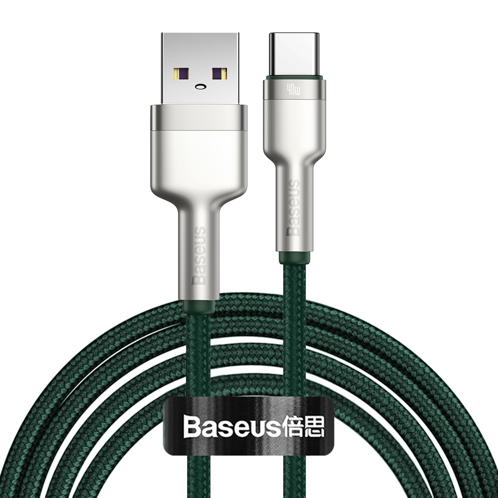 Baseus Cafule Metal 40W 2m Type-C Kablo Yeşil