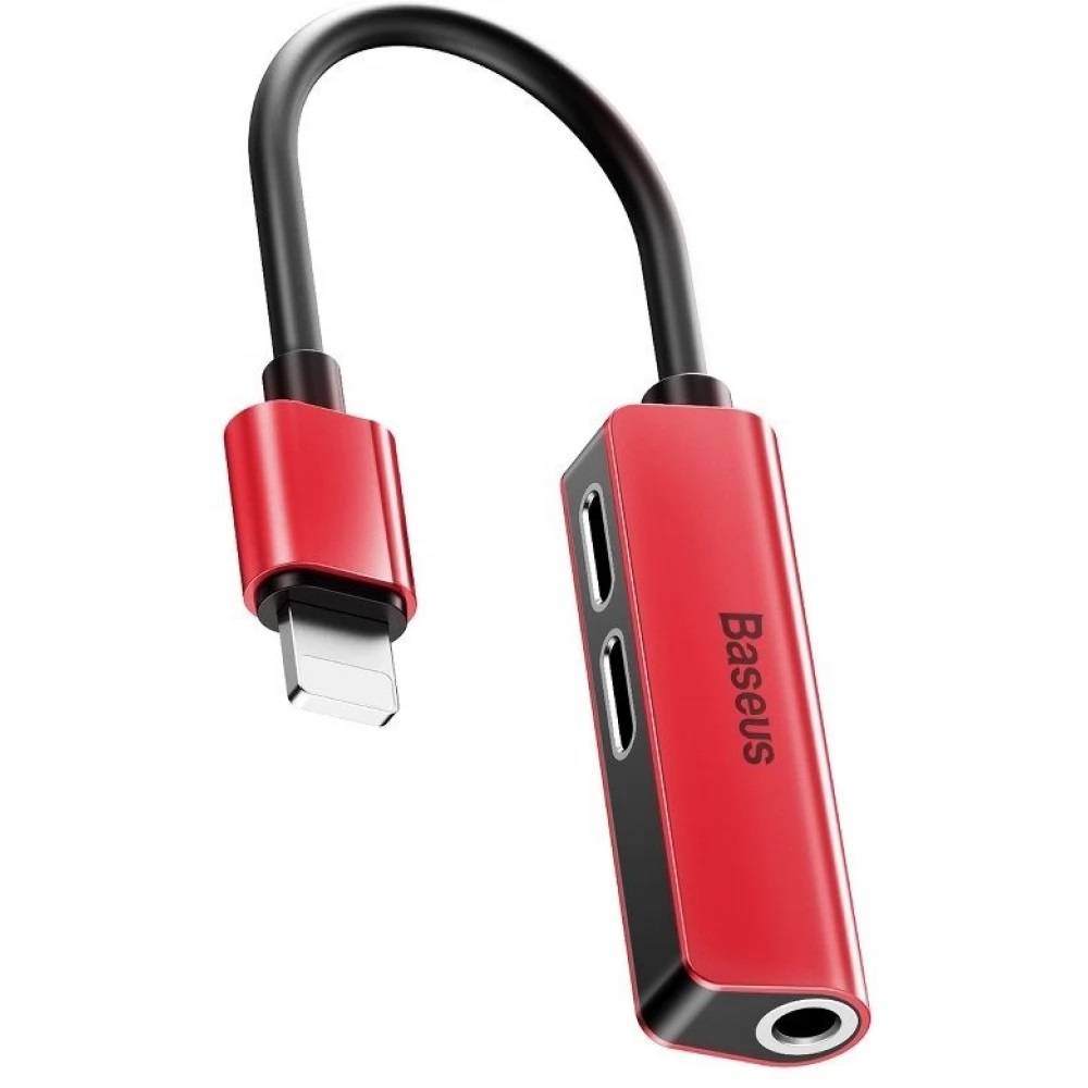 Baseus L52 Ses Adaptörü Lightning CALL52-91 kırmızı/siyah