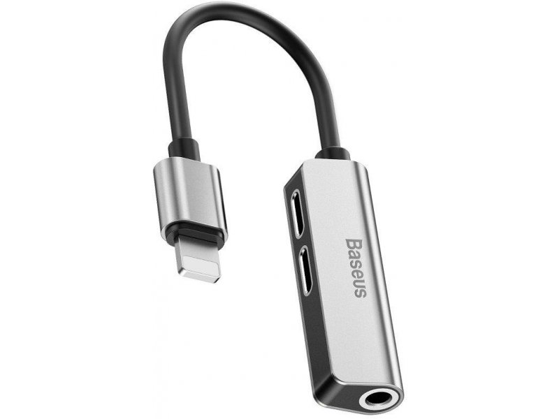 Baseus L52 Lightning Ses Adaptörü CALL52-S1 gümüş/siyah