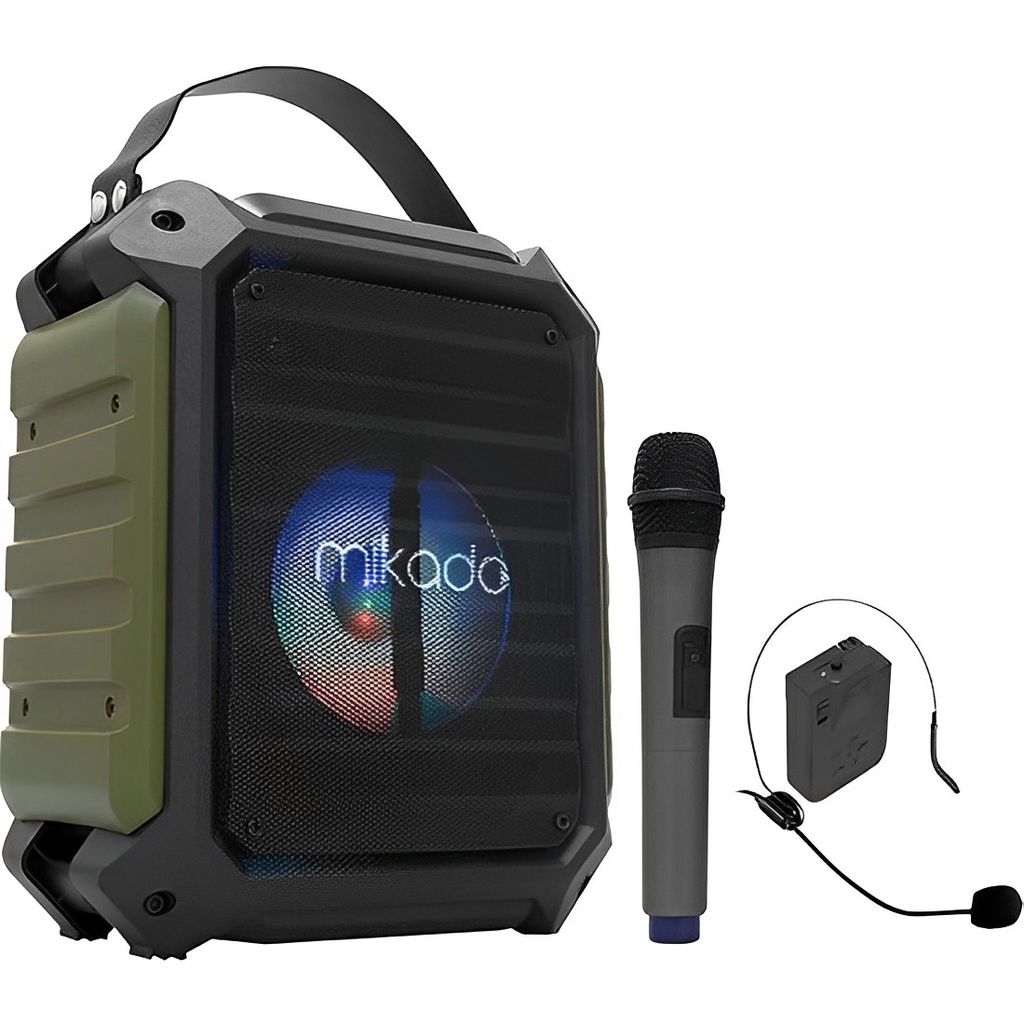 Mikado MD-115BT 20W 2 Parça Kablosuz El + Baş ve Boyun Mikrofonu USB / SD Bluetooth Toplantı Ses Yükselticisi