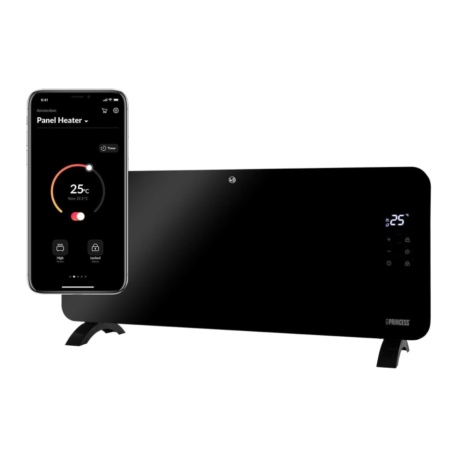 Princess Smart Camli Panel isitici 2000W | Black 348200