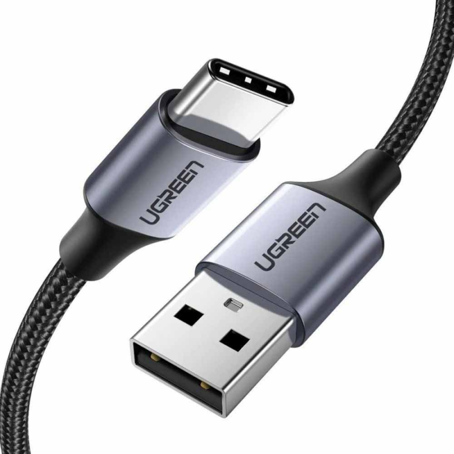 Ugreen 60126 USB-A 2.0 - USB-C Kablo, Nikel Kaplama, Alüminyum Örgü, 1m - Siyah