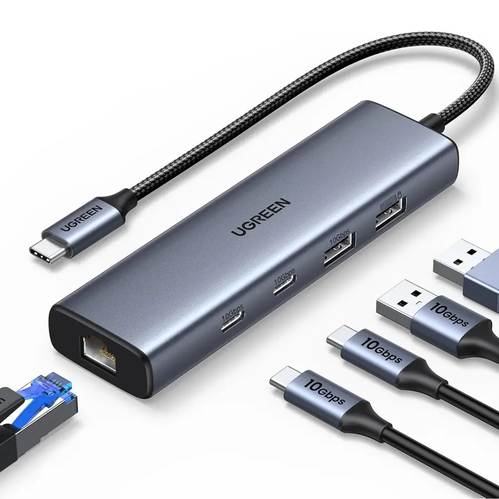 UGREEN 6-in-1 USB C HUB 3xUSB-A 3.0 + USB-C 100W PD + RJ45 + 4K HDMI Space Grey