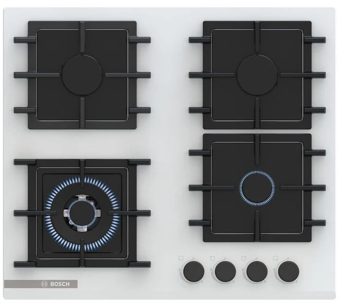 Bosch 4 Burner Gazli Hob 1 Burner Wok White Cam - PNK6B2P40R
