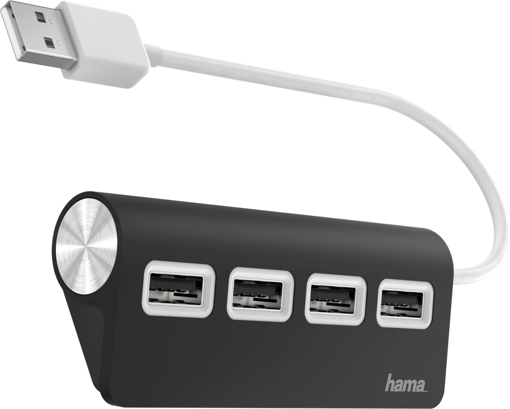 HAMA 4 Port USB 2.0 Desktop Hub, Black -  HM.200119