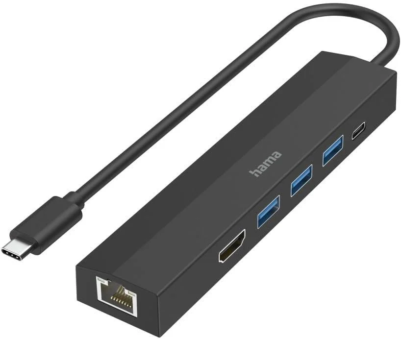 Hama USB Hub 6 bağlantı noktası (3 x USB-A, USB-C, HDMI, LAN/Ethernet) - HM.200144