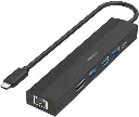 Hama USB Hub 6 bağlantı noktası (3 x USB-A, USB-C, HDMI, LAN/Ethernet) - HM.200144