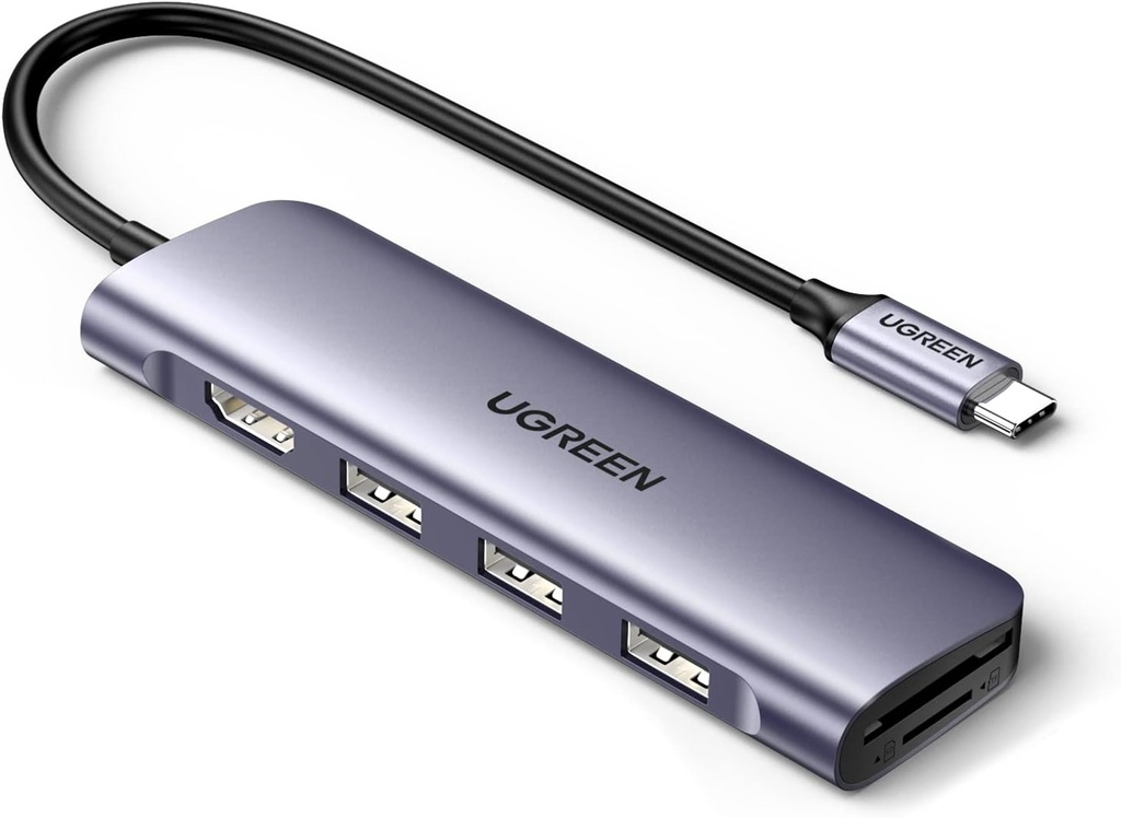 Ugreen 6 in 1 Hub USB-C to 4K HDMI + 3x USB 3.0 A + TF/SD CM280
