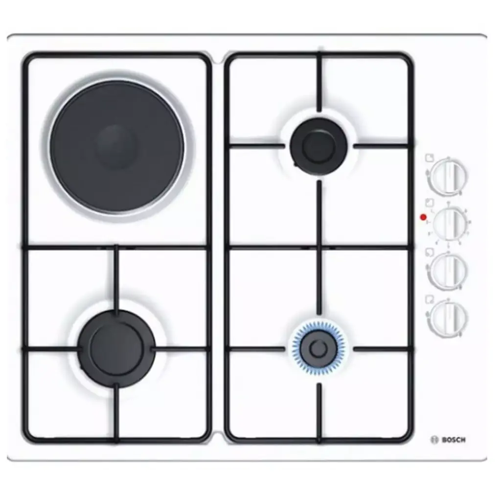 Bosch PBY6C2B82Q- Series 2 60Cm White Built-in Hob 3 Burner Gaz + 1 Burner Elektrik