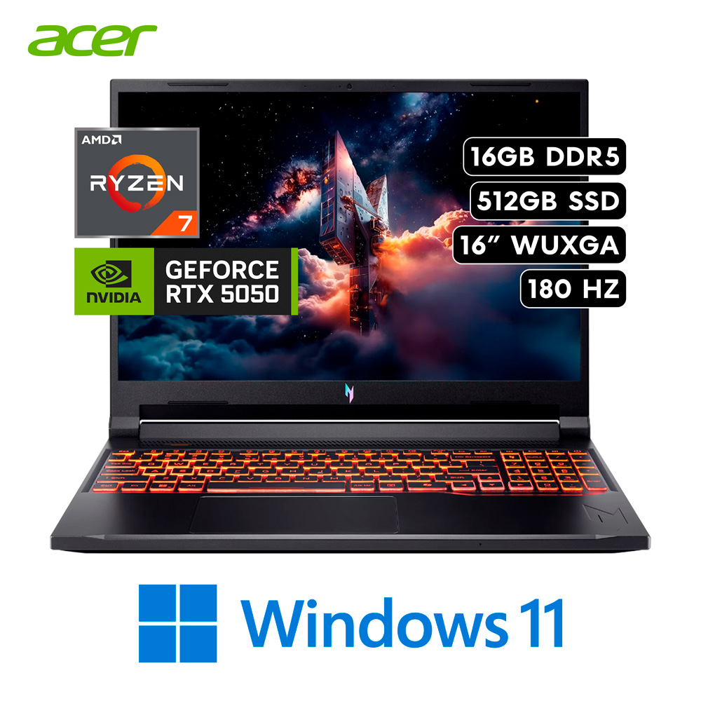 Acer Nitro V16 ANV16-42-R309 Gaming Laptop 16" WQXGA 180Hz Ryzen 5 240 RTX 5050 16GB/512GB