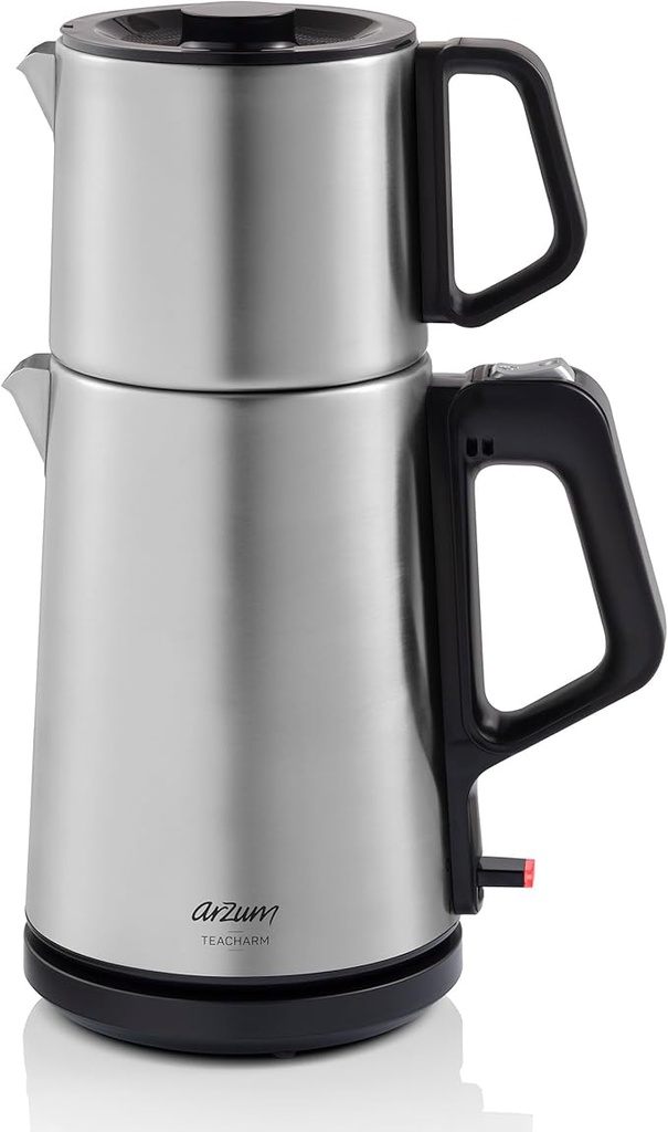 Arzum TeaCharm Turkish Tea Maker, Stainless Steel, Auto Shut-Off, Inox, 1800W AR3143