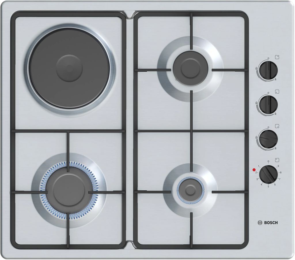 Bosch Serie 2 PBY6C5B62O Hob Stainless steel Built-in 58 cm Combi 4 zone