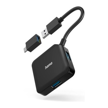 Hama USB Hub, 4 Ports, USB 3.2, 5 Gbit, USB-C Adapter - HM.200116