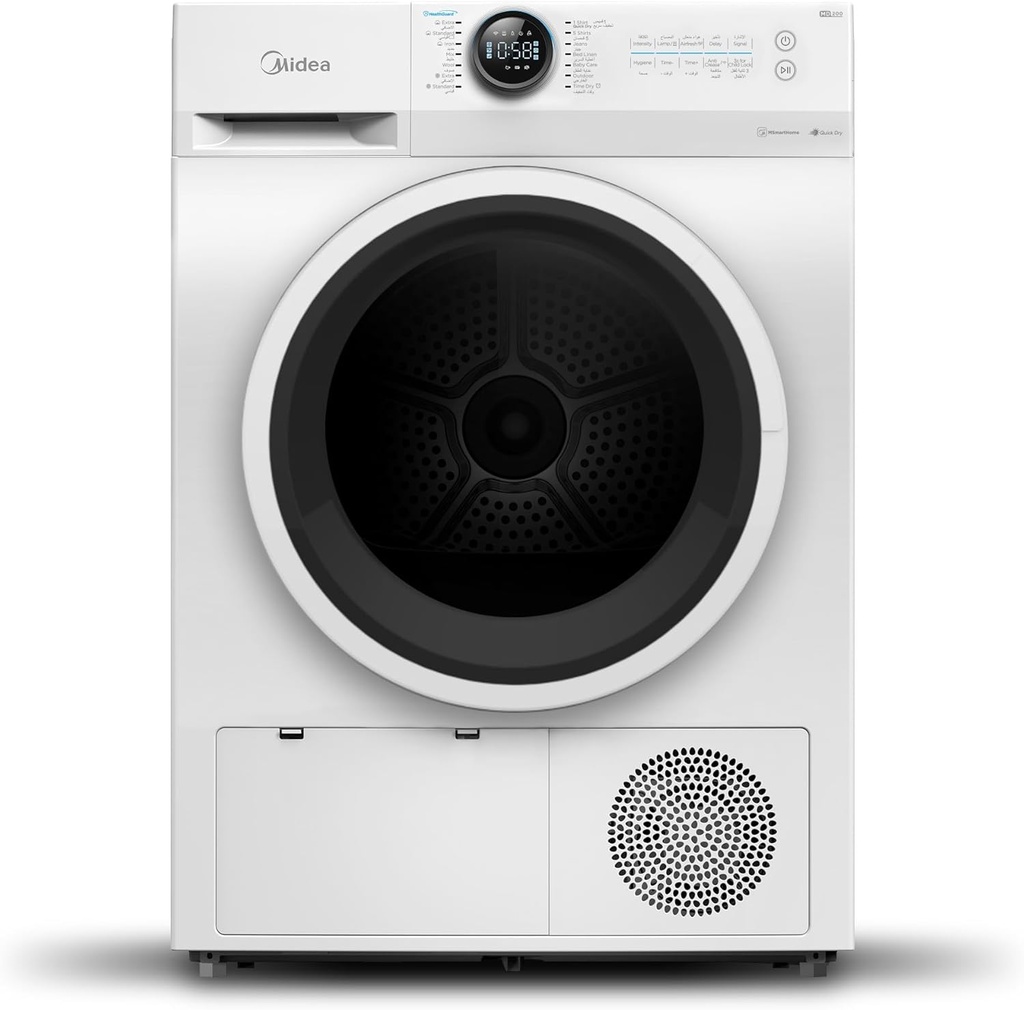 Midea Front Load Condenser Dryer 8 kg, Wifi Connection, MD200C80W/W-GCC, White