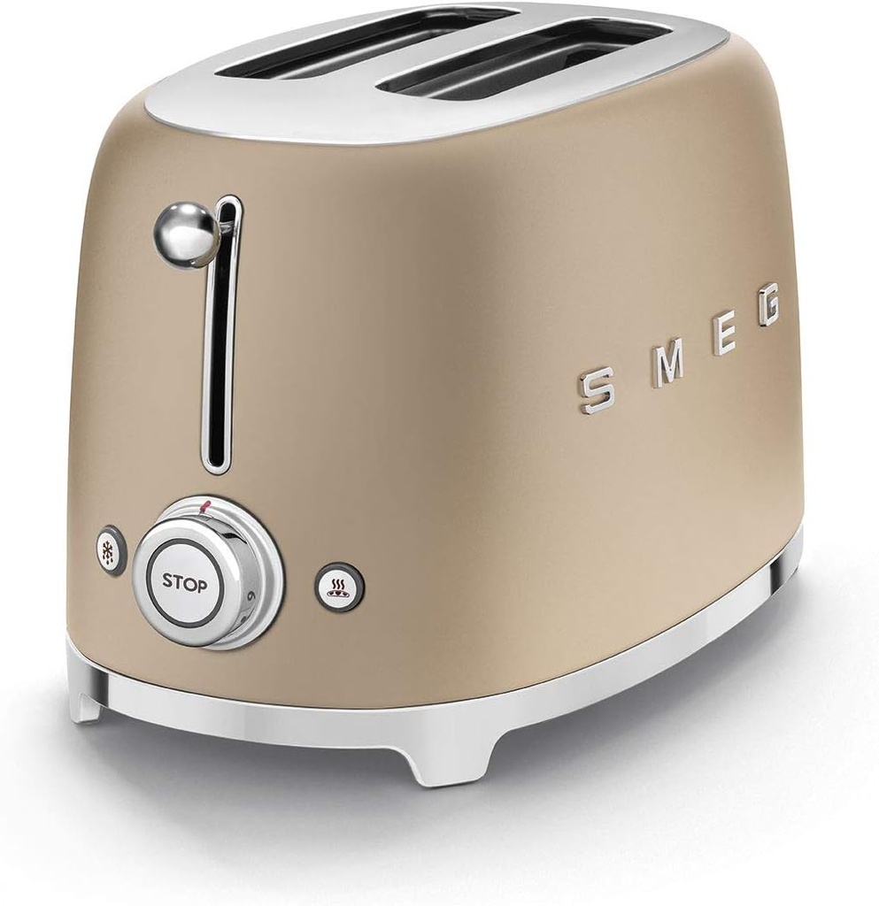 Smeg TSF01CHM 50's Retro Style 2 Slice Toaster – Matte Champaigne