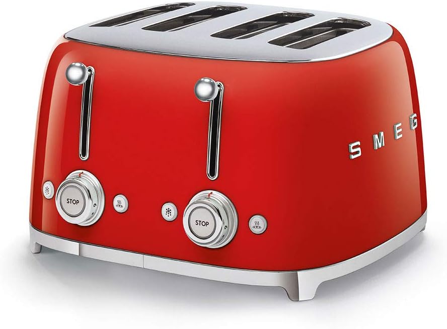 Smeg TSF02RD 50's Style Aesthetic Toaster 4 Slice