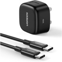 UGREEN 25W PD Hızlı Şarj Cihazı 1C-2m USB-C Kablo Siyah