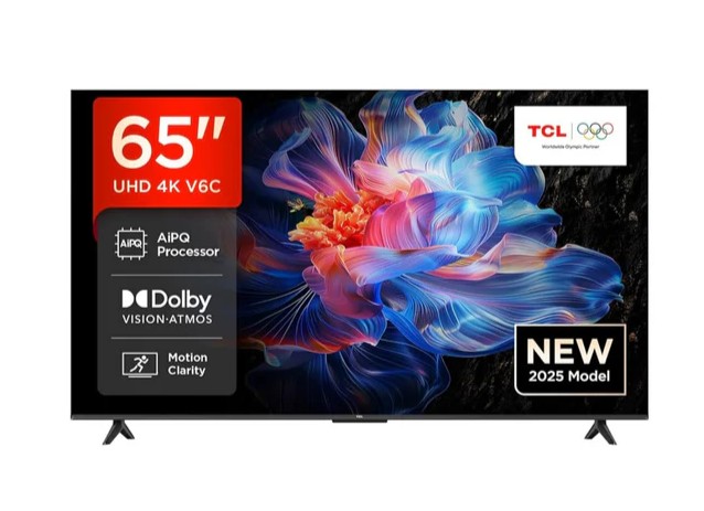 TCL 65" 65V6C 4K Ultra HD, HDR 10+, Google TV (2025) 