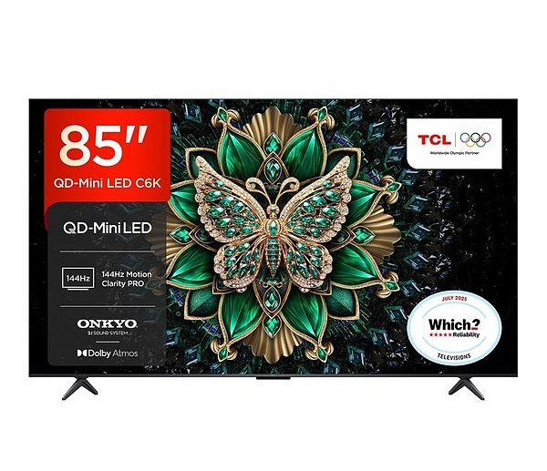 TCL 85" 85C6K Premium QD-Mini LED, HDR-512'ye Kadar TV (2025)