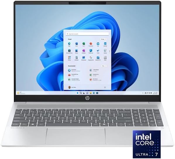 HP OmniBook 5 16 inch 2K Touch Laptop AI PC Intel Core Ultra 7 255U 16GB RAM 1TB SSD 16-af1017wm Glacier Silver