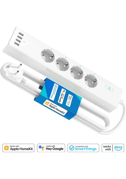 Meross Akıllı Çoklu Priz 4 Güç + 2 Usb + 2 Type C MSP843PHKUK