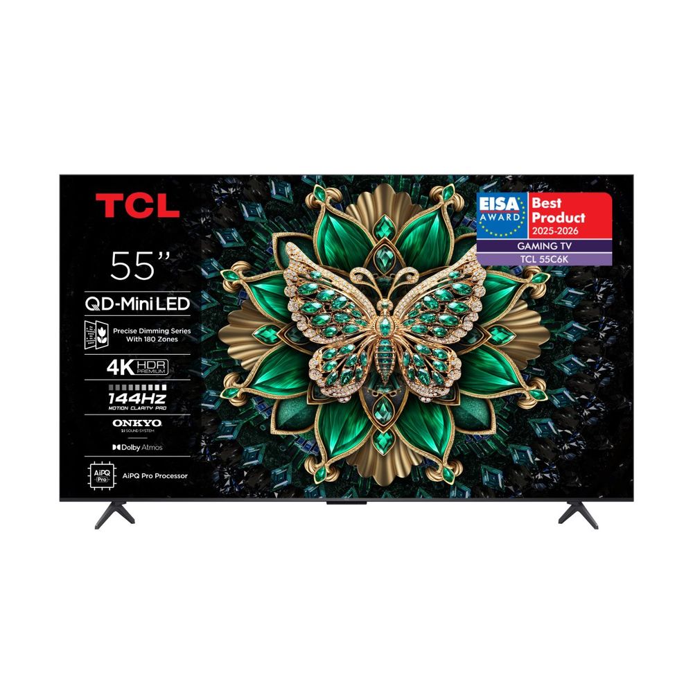 TCL 55" 55C6K Premium QD-Mini LED, HDR-512'ye Kadar TV (2025)