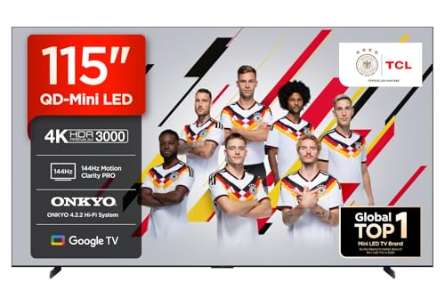 TCL 115C7K 115" Smart Google 4K Premium QD-Mini LED TV with ONKYO 4.2.2 Hi-Fi System