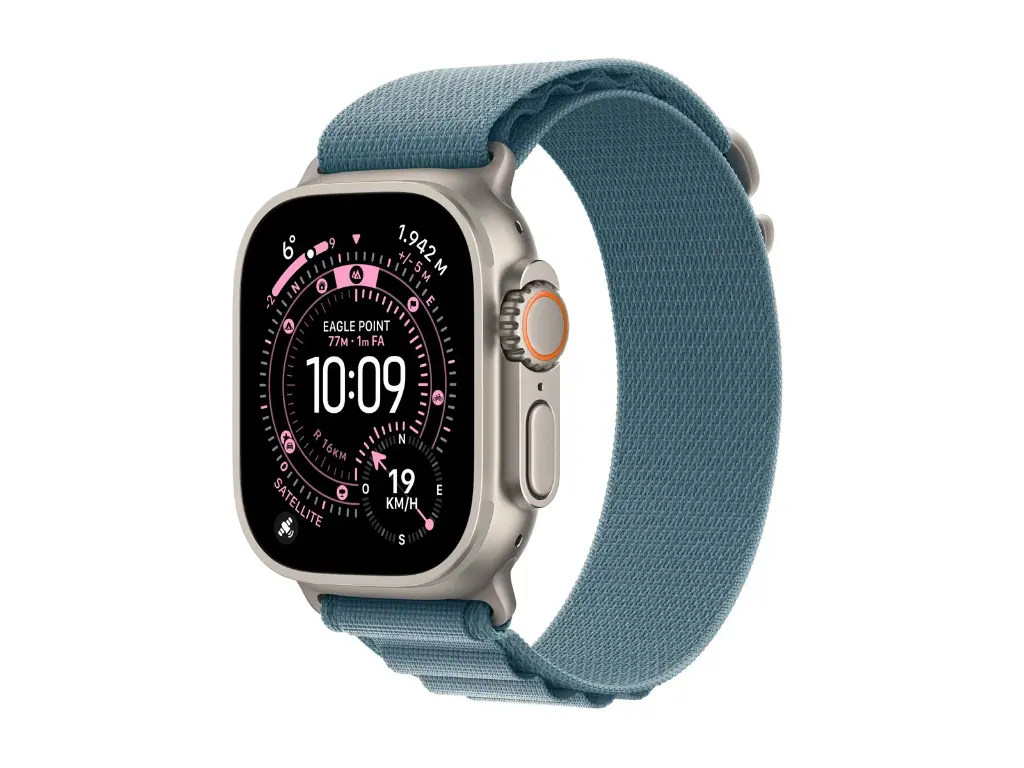 Apple Watch Ultra 3 Natural Titanium Case with Blue/Bright Blue Trail Loop M/L - MEWU4