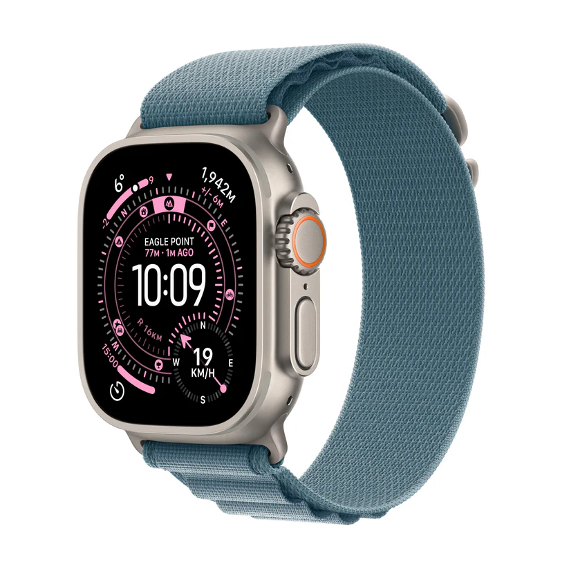 Apple Watch Ultra 3 49mm Natural Titanium Case with Light Blue Alpine Loop - MEWK4 - MEWP4