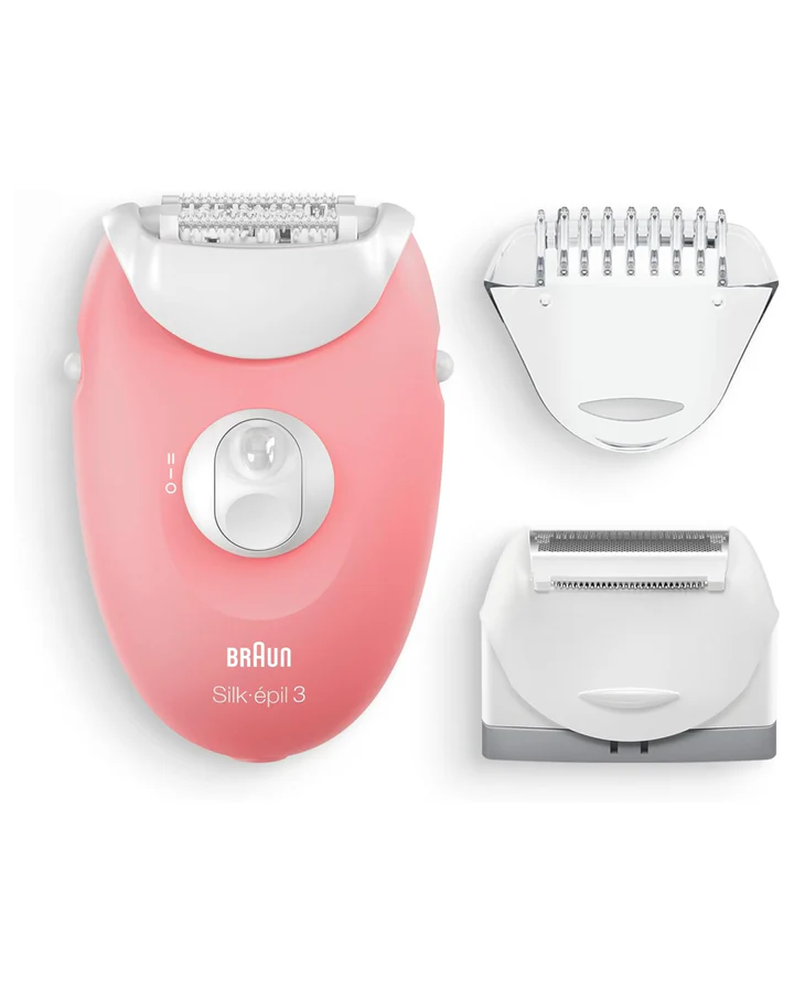 Braun Silk-épil 3-440 epilatör, 20 cımbız, 2 başlık, SmartLight Flamingo Pembe - 23730