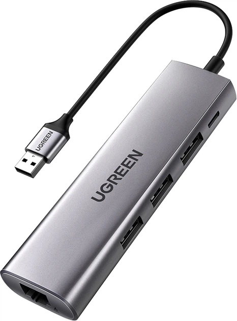 Ugreen 5in1 USB-A 3.0 - RJ45  3x USB-A 3.0  micro USB Adapter - Gray CM266 60812