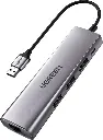 UGREEN USB 3.0 Gigabit Ethernet + 3xUSB 3.0 Adaptör Gri
