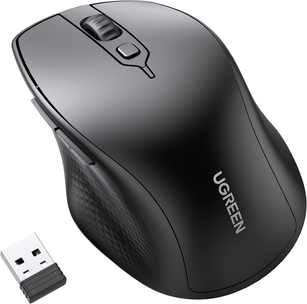 UGREEN 4000 DPI Ergonomic Silent Wireless Optical Mouse Black MU006-90855