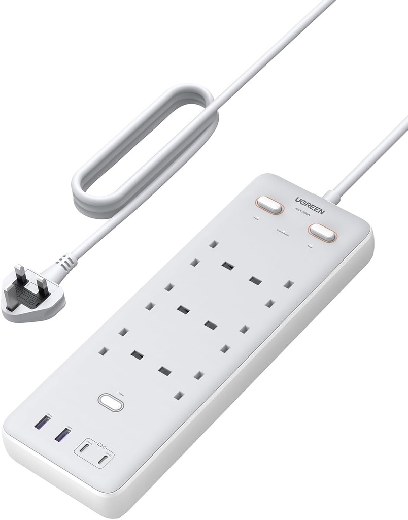 Ugreen 65W 6 Çıkışlı Aşırı Gerilim Koruyucu S551-35011