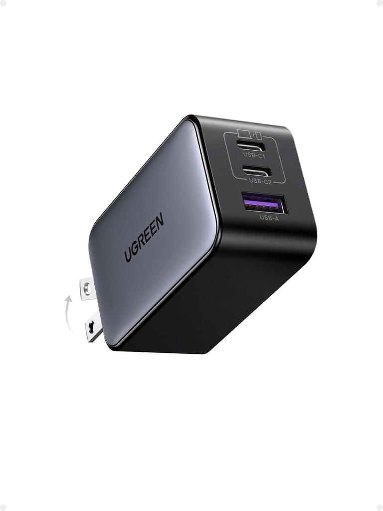 UGREEN Nexode RG 65W 3 Portlu GaN Hızlı Şarj Cihazı 2 USB-C ve 1 USB-A Siyah CD361 25686