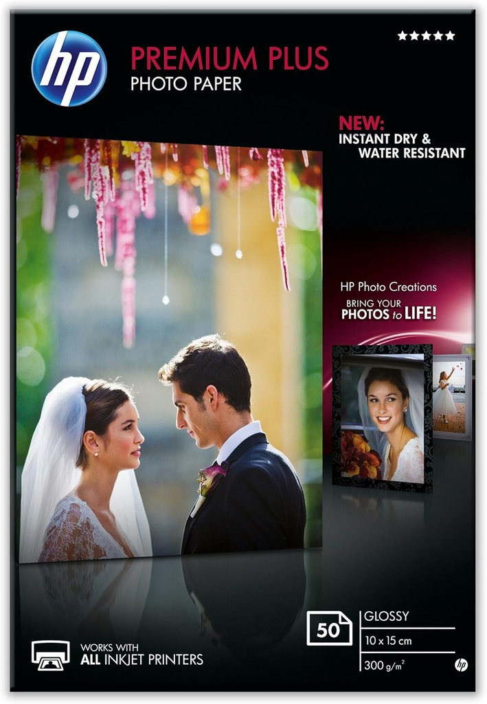 HP White 10x15cm Premium Plus Glossy Photo Paper (50 Pack) CR695A