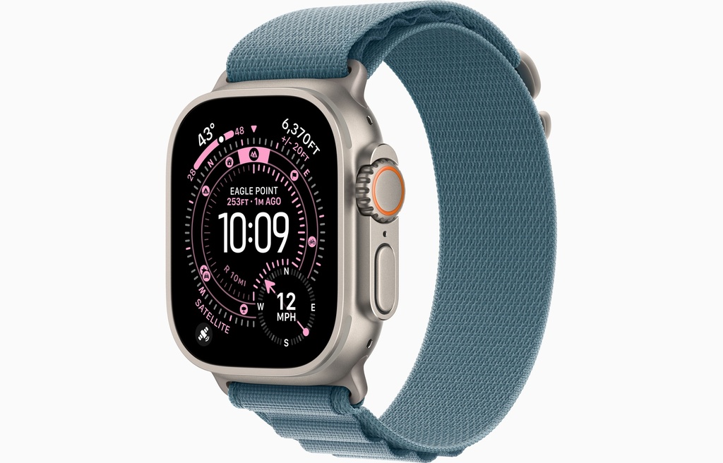Apple Watch Ultra 3 GPS + Cellular 49 mm Doğal Titanyum Kasa ve Açık Mavi Alpine Loop MEWM4