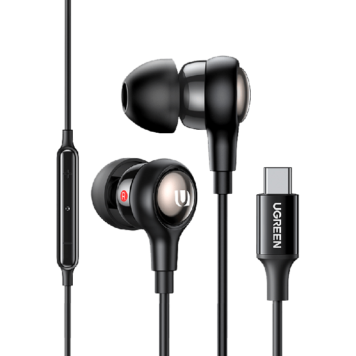 Ugreen USB-C Wired Earphones (Semi-In-Ear) with Microphone & Volume Control - Black 37562