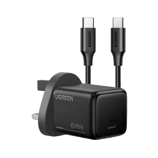 Ugreen GaN USB-C Portlu 30W Duvar Şarj Cihazı ve USB-C Kablosu - Siyah 75958